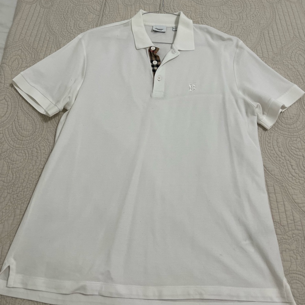 Burberry White Polo Shirt with Check Detail